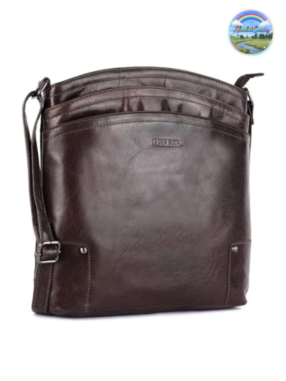 Genuine Leather Crossbody Bag Large Triple Zip Sling